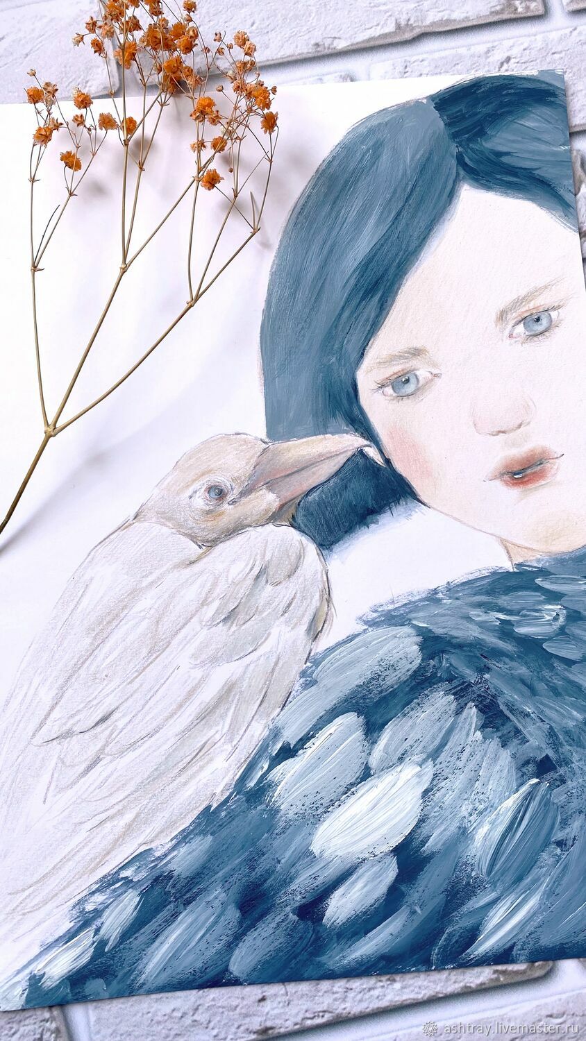 'White Crow' painting (birds, portrait, white), Pictures, Korsakov,  Фото №1