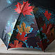 Cane umbrella with hand-painted Autumn leaves and first snow. Umbrellas. UmbrellaFineArt. My Livemaster. Фото №5