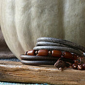 Украшения handmade. Livemaster - original item Set of bracelets: made of leather and seeds 