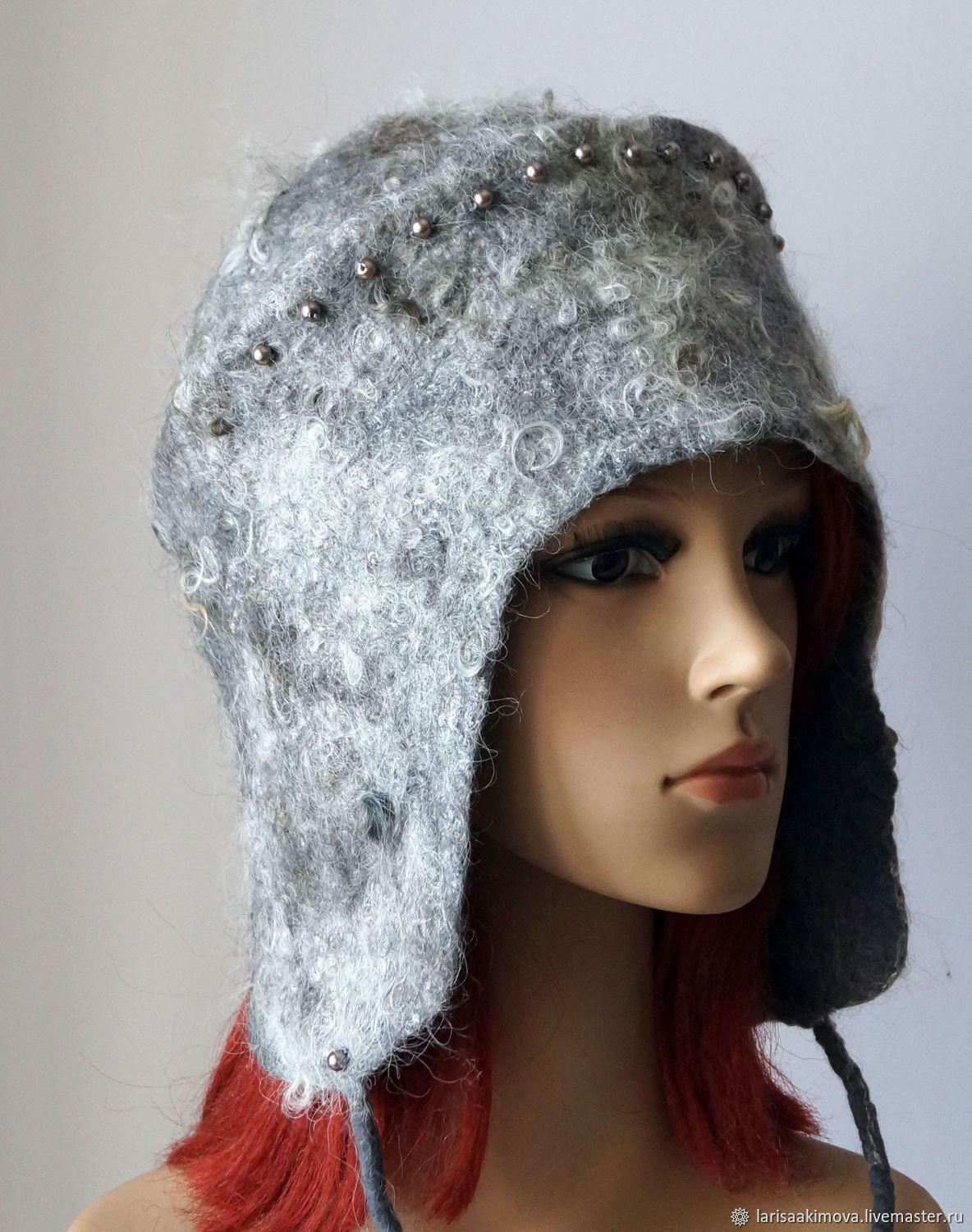  ушанка валяная Эко стиль Серая, шапка войлочная, зима - Сайт .