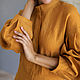 Order Mustard linen dress with a stand-up collar. molinialife. Livemaster. . Dresses Фото №3