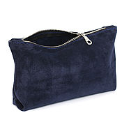 Сумки и аксессуары handmade. Livemaster - original item Cosmetic bag suede blue-Leather Cosmetic Bag Wallet Pencil Case. Handmade.