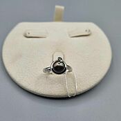 Украшения handmade. Livemaster - original item Silver ring with 8 mm black pearls and cubic zirconia. Handmade.