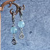 Украшения handmade. Livemaster - original item Classic earrings with natural aquamarine 