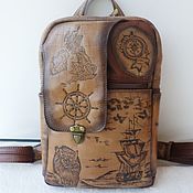 Сумки и аксессуары handmade. Livemaster - original item Author`s leather backpack with custom engraving for Samira.. Handmade.