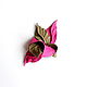 Small Magenta Flower Leather Brooch Pink Beige Taupe. Brooches. De-Si-Re. My Livemaster. Фото №4