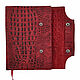 Красный ежедневник из натуральной кожи под Крокодила. Ежедневники. Shiva Leather - изделия из кожи. Интернет-магазин Ярмарка Мастеров.  Фото №2