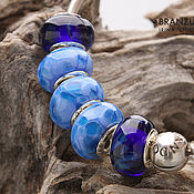 Украшения handmade. Livemaster - original item Shades sky - set 5 lampwork Branzuletka beads - charms bracelet. Handmade.