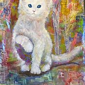 Картины и панно handmade. Livemaster - original item White cat. Handmade.