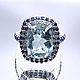 Кольцо с камнями: Аквамарин 6.52 ct. и Сапфир, Кольца, Красноярск,  Фото №1