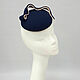 Pill hat 'Wave' two-color. Color blueberry / cream. Hats1. Exclusive HATS. LANA ANISIMOVA.. My Livemaster. Фото №4