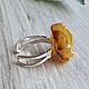 Amber. Ring 'Red rose' amber silver. Rings. Frollena II. Natural Baltic amber. My Livemaster. Фото №4