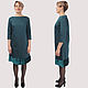 Dress turquoise cotton with a frill of velvet at the bottom, Dresses, Moscow,  Фото №1