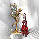 Bunch earrings, summer red Nature drops. ruby, garnet, gold beads, Earrings, Bryansk,  Фото №1