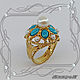 Ring 'Eastern fairy Tale' 925 silver, gold, turquoise, pearls. VIDEO, Rings, St. Petersburg,  Фото №1