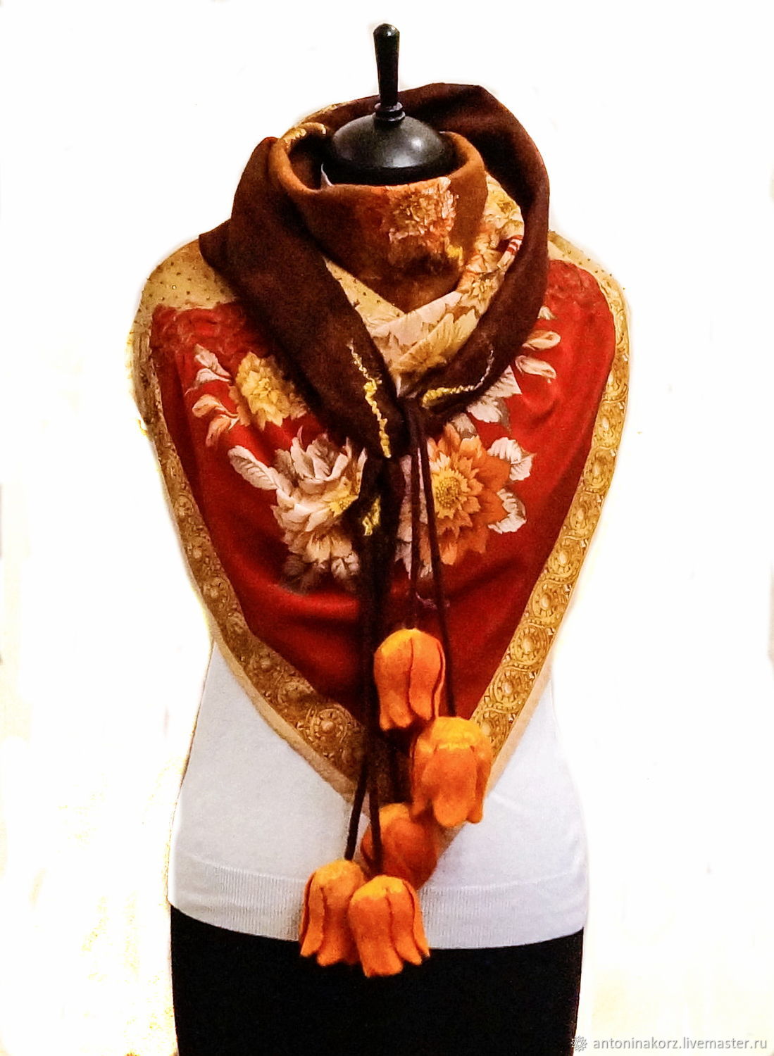 Scarf, shawl, Bacchus women's felted Hot chocolate, Shawls, Shahty,  Фото №1