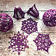 Set of balls, bells and snowflakes knitted in a purple box. Christmas decorations. BarminaStudio (Marina)/Crochet (barmar). My Livemaster. Фото №5