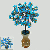 Цветы и флористика handmade. Livemaster - original item The tree of life made of turquoise in a vase made of onyx. Handmade.