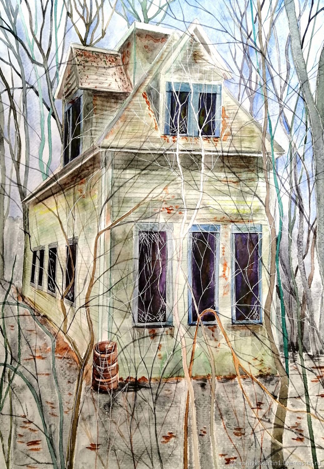 Картины: "Заброшенная усадьба", акварель – купить на Ярмарке Мастеров ...