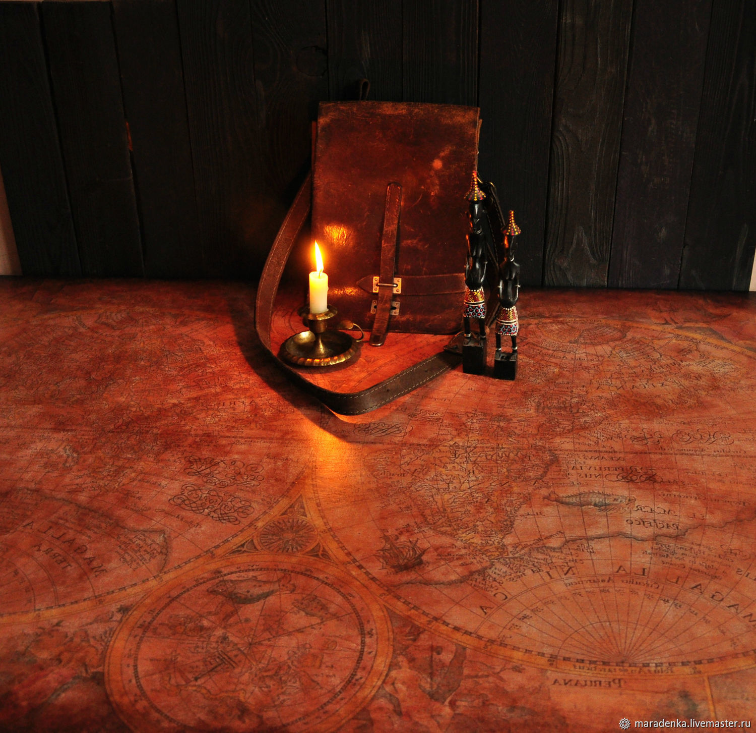 Table with map. Table for the loft.Table made of wood and metal, Tables, Moscow,  Фото №1