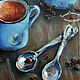 Painting oil painting still life coffee cup in a frame COFFEE TOGETHER. Pictures. pictures & decor of TanyaSeptember. My Livemaster. Фото №4