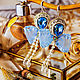 Blue earrings with bows Elena Aquamarine. bead earrings, Earrings, Krasnodar,  Фото №1