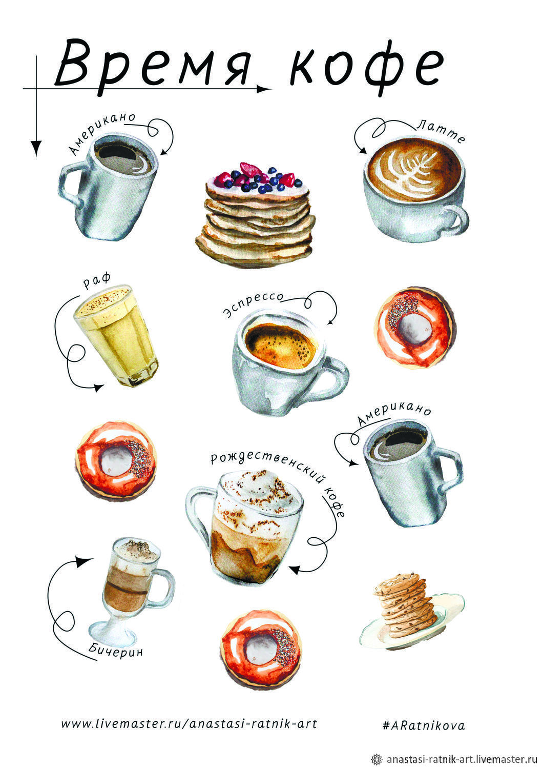 Стикеры Время кофе в интернет-магазине Ярмарка Мастеров по цене 200 ...