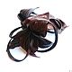 Brooch flower leather Orchid Dark Canyon brown dark warm. Brooches. De-Si-Re. My Livemaster. Фото №5