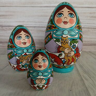 Русский стиль ручной работы. Ярмарка Мастеров - ручная работа Яйцо пасхальное с ручной росписью. Яйцо матрёшка 3х местная. Handmade.
