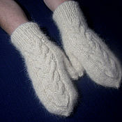Аксессуары handmade. Livemaster - original item Double women`s knitted mittens. Handmade.