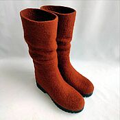Обувь ручной работы handmade. Livemaster - original item Felted Terracotta boots with a pressed top h 31-35. Handmade.
