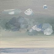 Белое море Картина маслом с мини мольбертом