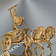 Винтаж: Колесница гладиатор конь антикварная статуэтка меч щит бронза латунь 1