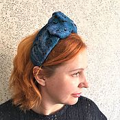 Украшения handmade. Livemaster - original item Wide band with a knot Blue Headband A gift for the New Year. Handmade.