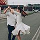 Свадебное белое платье миди на роспись. Платья свадебные. Fest Studio. Ярмарка Мастеров.  Фото №5