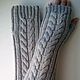 Spike fingerless long gloves, grey, Mitts, Kamyshin,  Фото №1