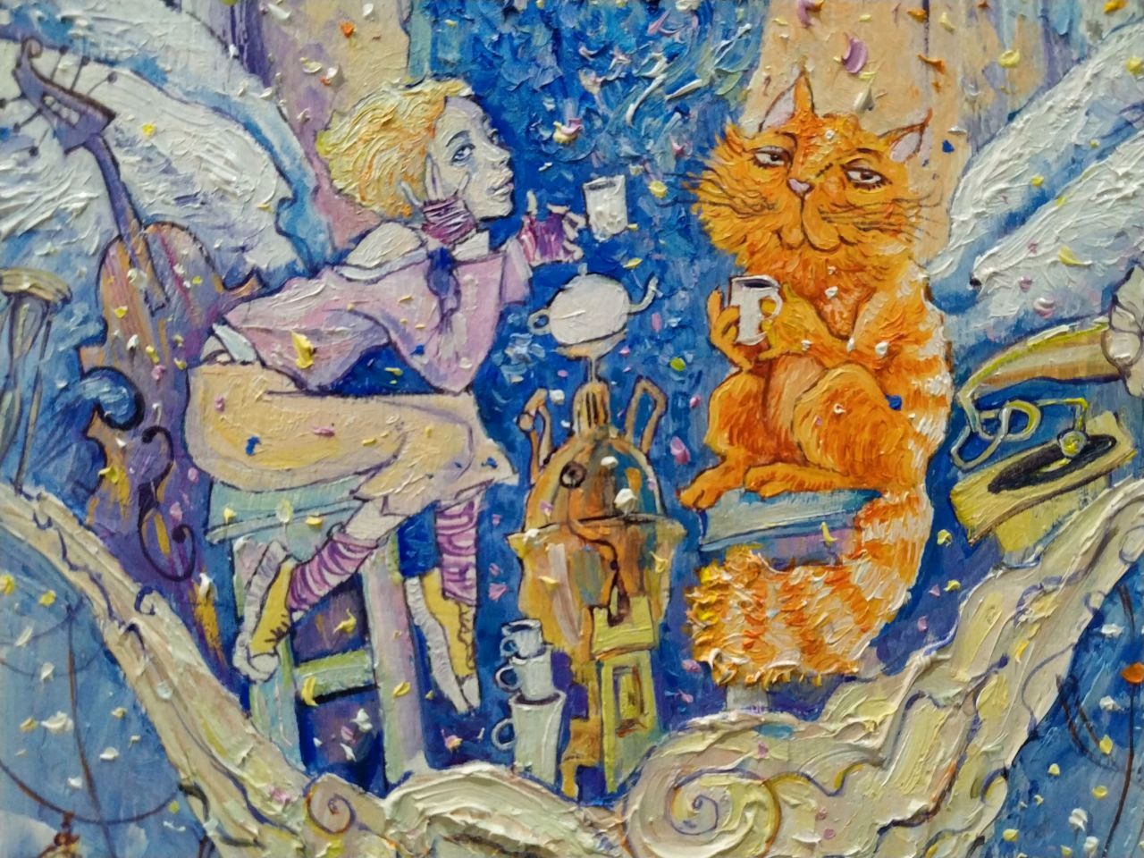 Картина маслом с ангелом "В одно теплое утро", Картины, Астрахань,  Фото №1