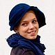 The Cloche hat - the hood 'blue velour', Hats1, Moscow,  Фото №1
