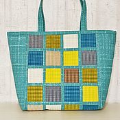 Сумки и аксессуары handmade. Livemaster - original item Turquoise tote, women`s summer bag, shopper, eco-bag, linen (178). Handmade.