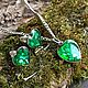 Stud earrings and pendant,heart shape.Emerald Mother of pearl. Jewelry Sets. MagicJewelr. My Livemaster. Фото №5