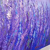 Картины и панно handmade. Livemaster - original item Large interior painting Bright sunny landscape with lavender. Handmade.