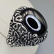 Украшения handmade. Livemaster - original item Silver ring with black onyx 18h14 mm. Handmade.