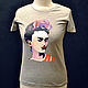 Frida Mexican art hand painted on fabric the stylish t-shirt. T-shirts. DrozdTM. Online shopping on My Livemaster.  Фото №2