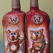 The design of the bottles: Recycling, decoupage: 