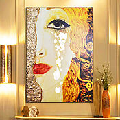 Картины и панно handmade. Livemaster - original item Golden Tears - Painting girl, portrait of a young woman. Klimt. Handmade.
