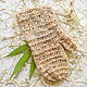 Order Washcloth mitten from hemp for the body, massage, natural, knitted. Hemp bags and yarn | Alyona Larina (hempforlife). Livemaster. . Washcloths Фото №3