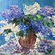  Bouquet of lilac, 40h50, canvas on a stretcher, Pictures, Moscow,  Фото №1