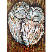 Картины и панно handmade. Livemaster - original item Oil painting of an Owl 40 x 30 cm canvas. Handmade.