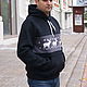 Men's black Deer hoodie, hoodie with a hood made of footer. Sweatshirts for men. Lara (EnigmaStyle). My Livemaster. Фото №4