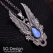 Украшения handmade. Livemaster - original item Silver plated Pendant "Angel" Kyanite, Necklace, Wings. Handmade.